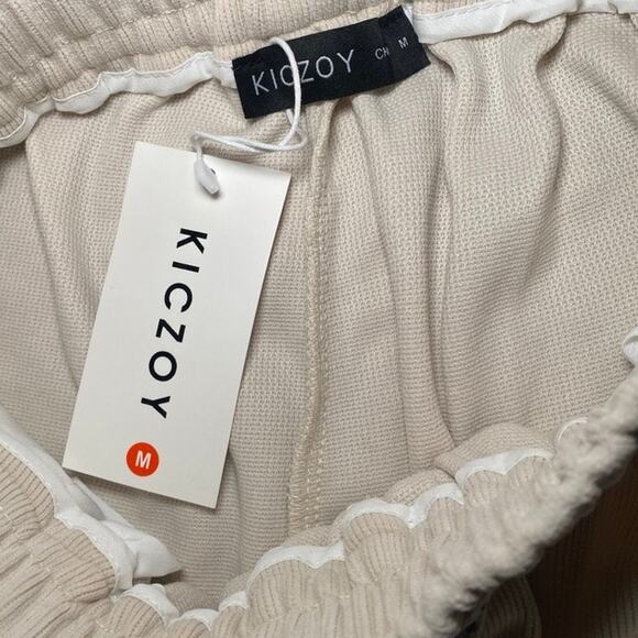 Kiczoy - Women's Ivory Wide Leg Pants - Size Medium - Picture 9 of 12